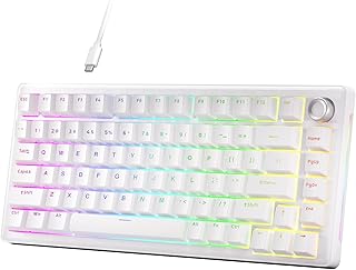 Dierya DK81E Mechanical Gaming Keyboard, 75%, Gasket Hot Swap Mounting Creamy Sound, Programmable, Volume Button, RGB Back…