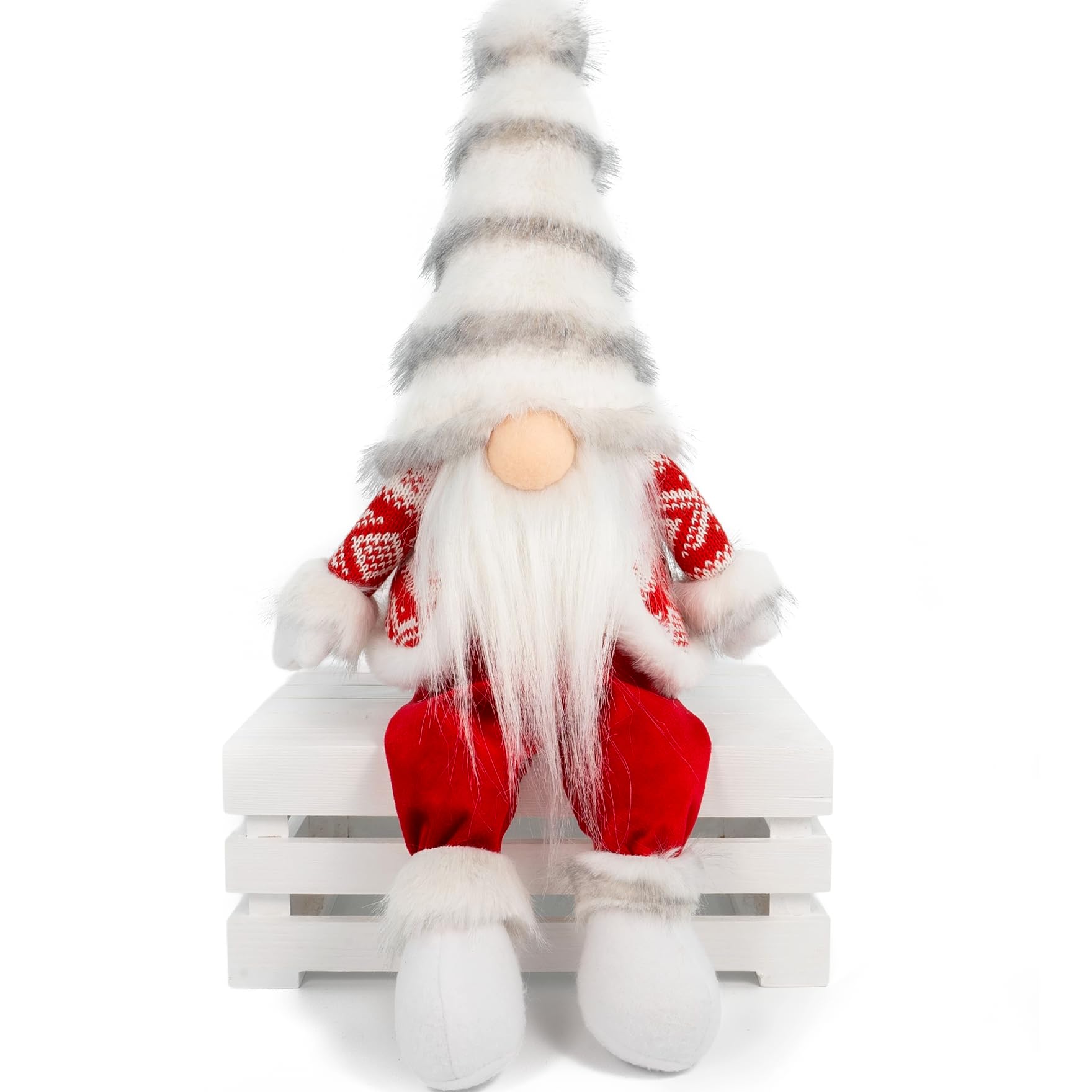 Valentines Day Decor - Christmas Gnomes Decorations - Plush Nordic Gnome with Red Knit Coat Scandinavian Holiday Home