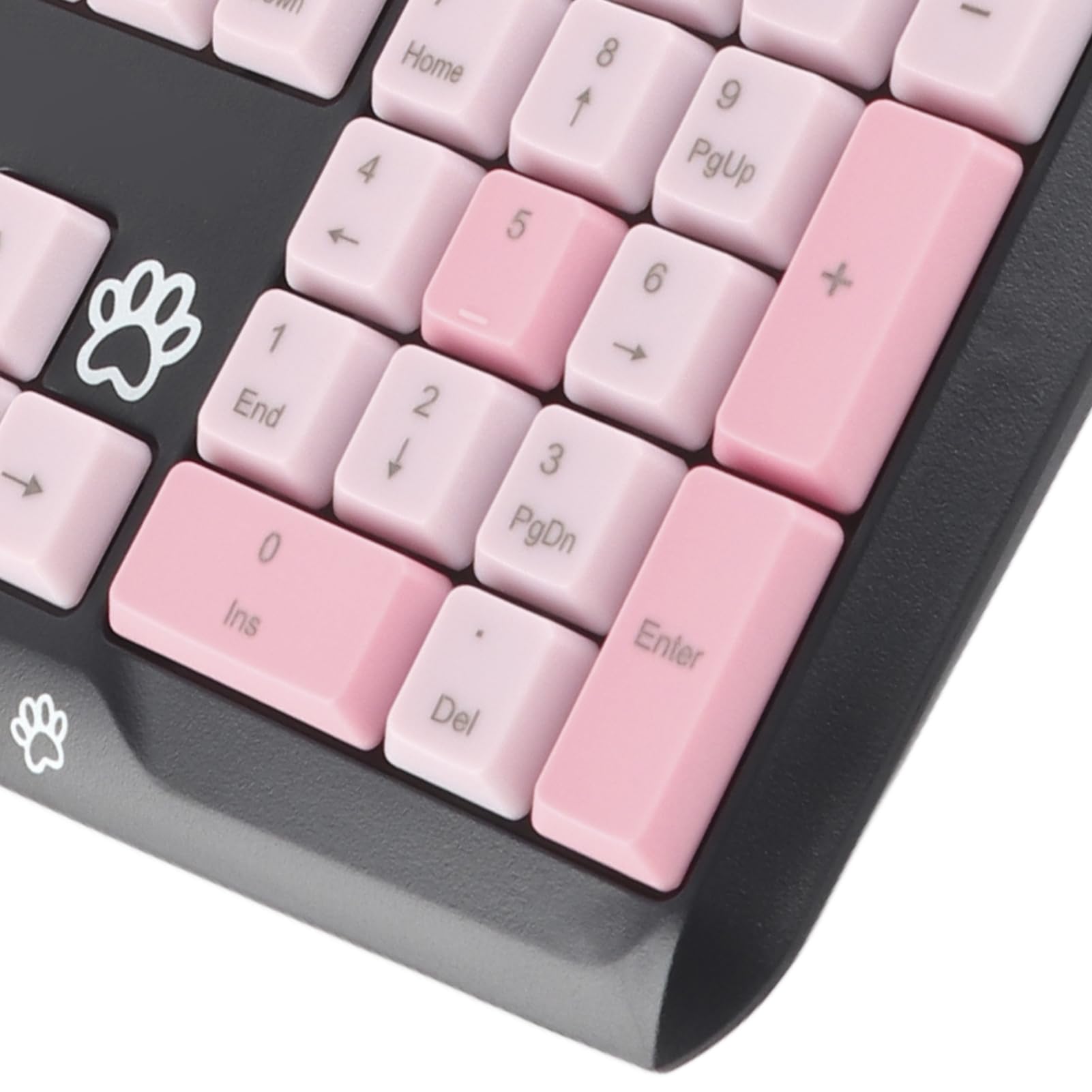 Ausla Leise Tastatur, Mechanische Membran, USB-Kabel, 104 Tasten, Verstellbare Halterung, Ergonomische Tastatur für Laptop, Heimbüro, Gaming (Schwarz Rosa)