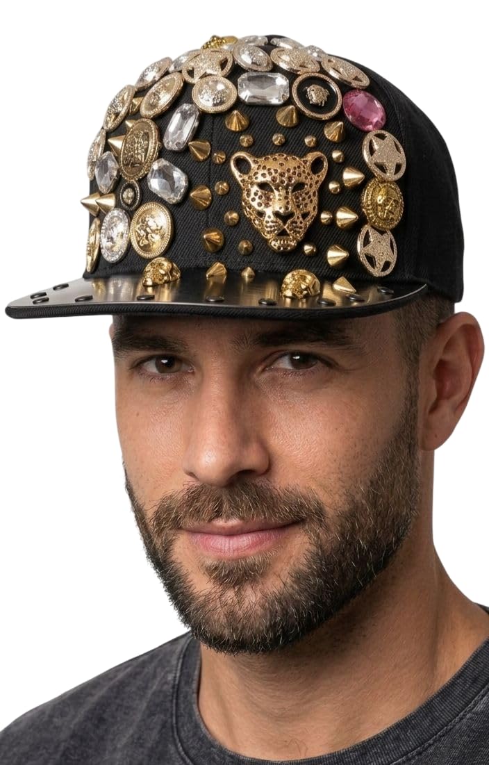 Luxury NY Logo Baseball Cap – Black, Gold Metallic Brim, Embellished, Adjustable Fit, Stylish & Trendy, Casual Wear, Streetwear, and Fashion Statements-image-39