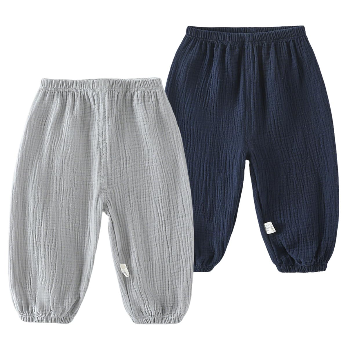 2er-Pack Musselin Hose Baby Kinder Mädchen Jungen Sommer Einfarbig Leinenhose Bloomers Baumwollgarn Lange Hosen Dünn Pumphose Haremshose Jogginghose Lässige Hose Gr. 60/62/74/80/92/104