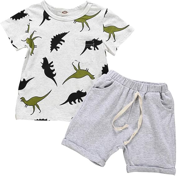 Amazon Jikial 子供服 セットアップ キッズ Tシャツ ショーツ 2点セット 男の子 半袖 恐竜 トップス 上下セット 可愛い プルオーバー トップス ショートパンツ 漫画プリント 子供服 スポーツウェア 通学 通園 普段着 誕生日 子供の日 初節句 プレゼント ボーイズ 通販