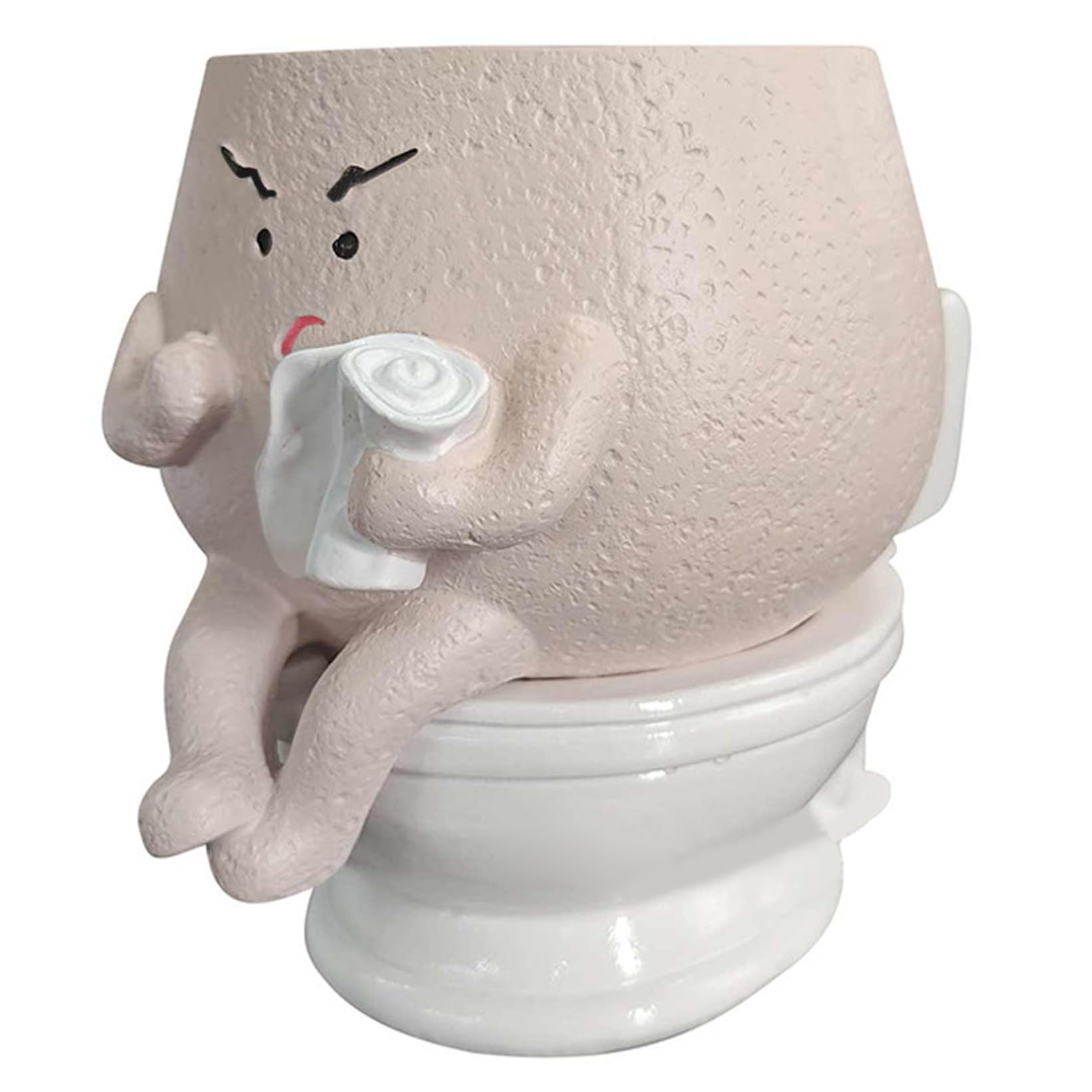 CAKEEYUM Face Planter Funny Peeing Planter Pot with Self Watering Toilet Cute Cute Plant Pot for Home Office Desk Decor