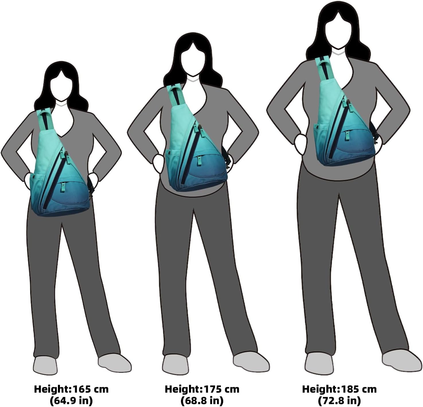 KL928 Canvas Sling Bag - Small Crossbody Backpack Shoulder Casual Daypack Rucksack for Men Women(Large Version,Blue+GrayishGreen) - Image 8