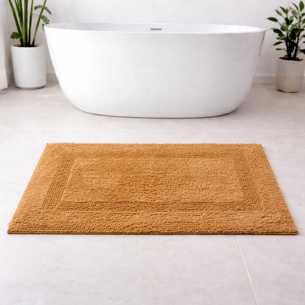 100% Cotton Reversible Tufted Bathmat,Race Track Design,Super-Soft,Fast Absorbent,Heavyweight,Plush,Quick-Dry,20''x 32'',2000 GSM,Blue,Rug pad Recommended