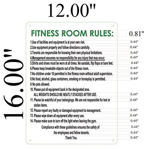 Fitness Room Rules Sign (Aluminium 12 x 16)