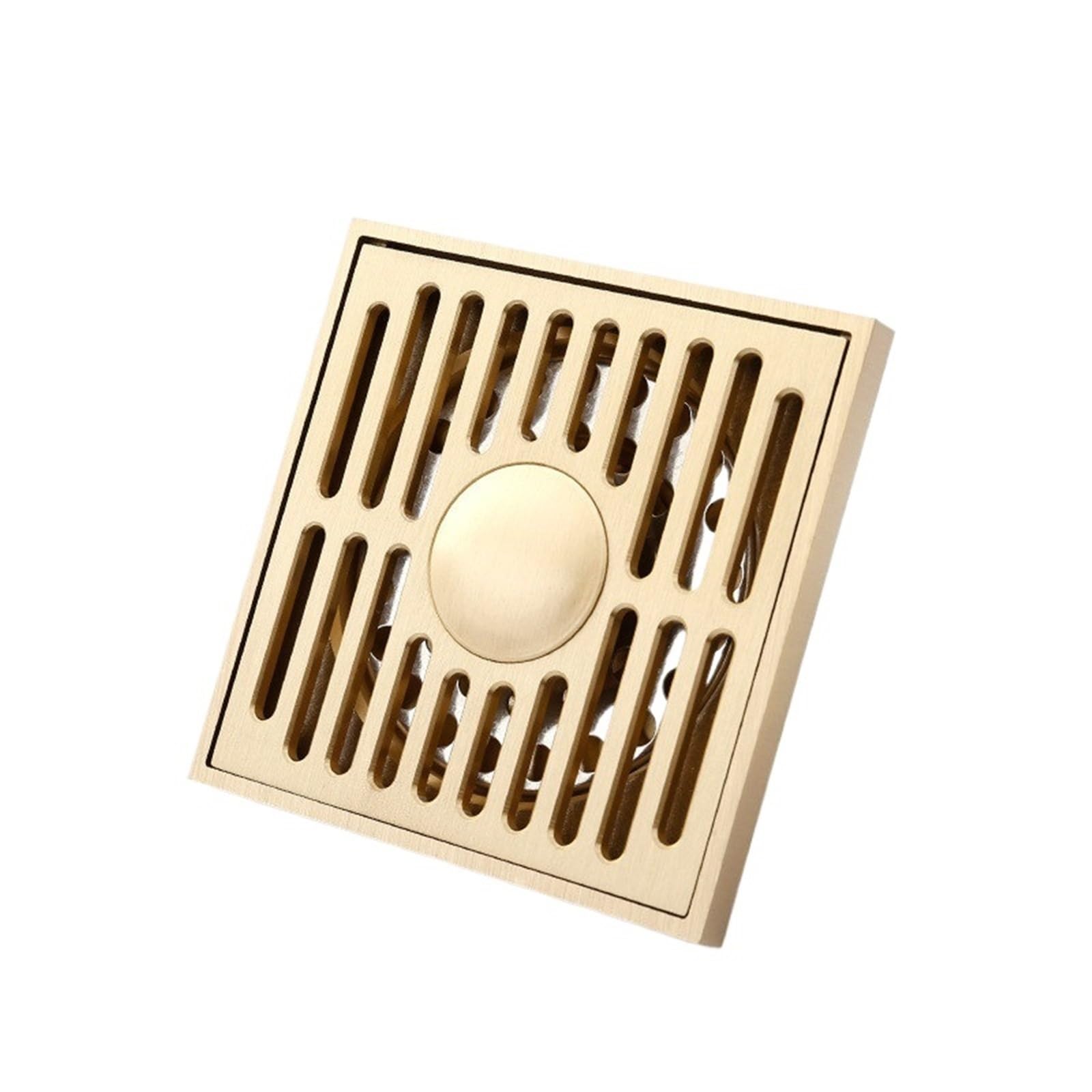 Pure Copper Floor Drain Bathroom Drainage Large Displacement Floor Drain 10x10cm Bathroom Drainage Accessories(Stripe 2)