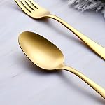 GoGeiLi 24-Piece Ensemble d'argenterie, en acier inoxydable Matte or Flatware Curlery Set, Inclure les cuillères, fourches et couteaux, Service pour 6, Lave-vaisselle sans danger