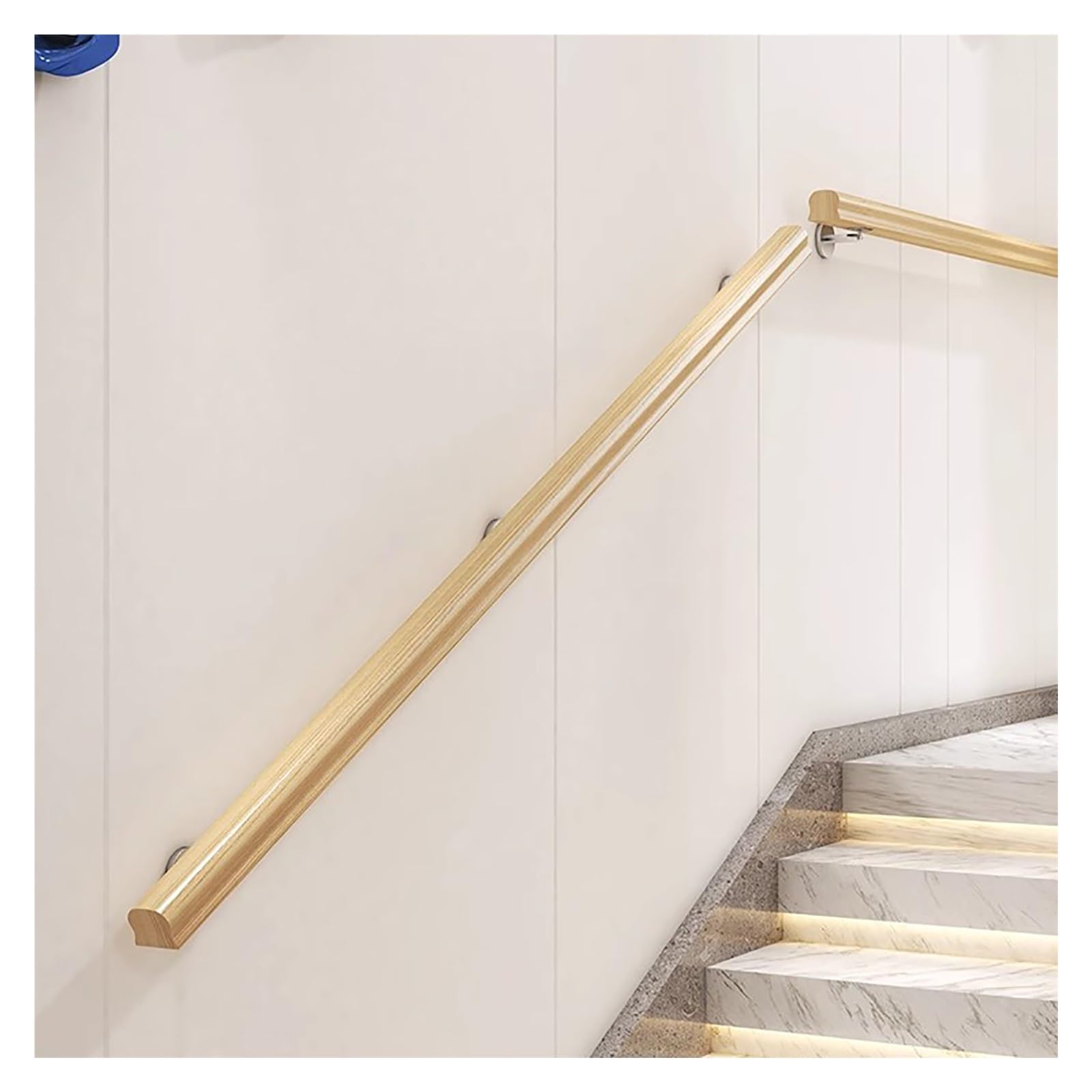 Gyeqxkt Natural Heavy Duty Antiskid Wooden Stair Handrail With Bracket Wallmounted Grab Bar For Safety Available In Multiple Lengths For Enhanced Stability