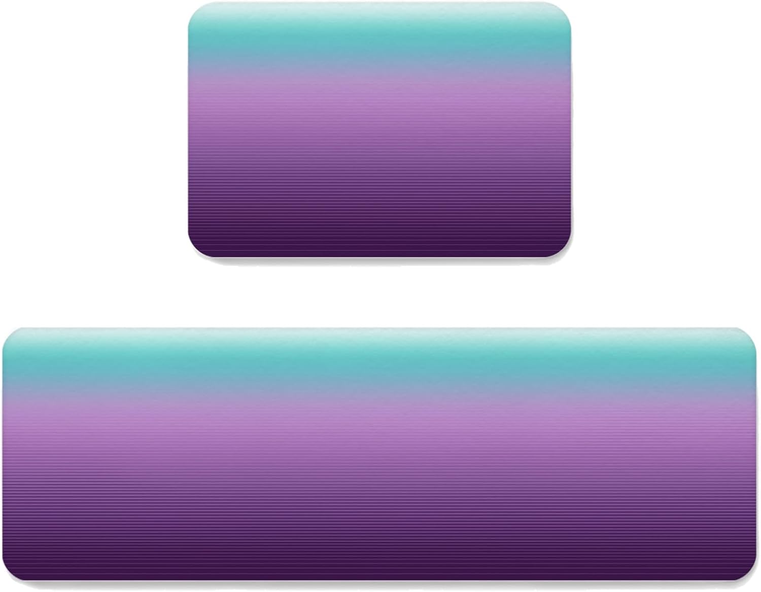 Abstract 2 Pieces Kitchen Mats Floor Area Rug Set Blue White Colorful Ombre Non-Slip Doormat, Indoor Water Absorbent Standing Runner Rugs for Home Decor Aesthetic Art