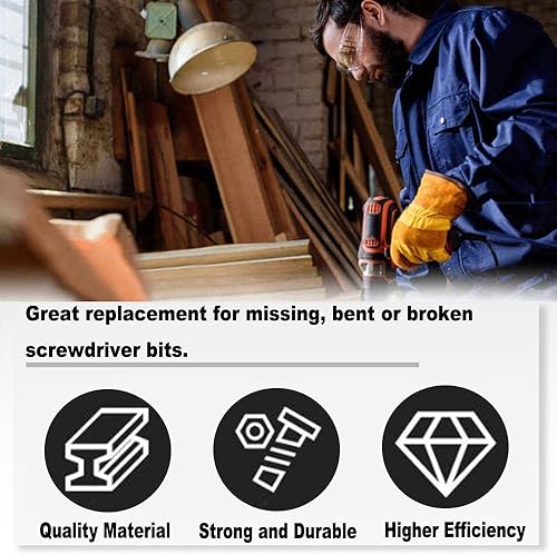 Miniatura 4 de Utoolmart Juego de 4 puntas de destornillador Phillipscabeza ranurada, con vástago hexagonal de 516 pulgadas, 1.260 in de longitud, kit de
