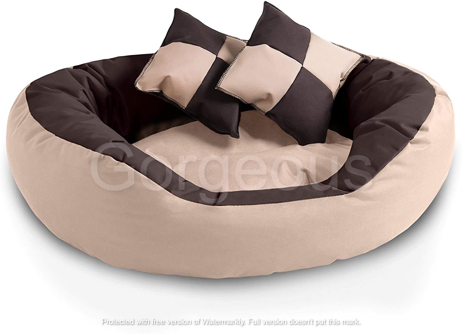 Gorgeous Reversable Round Ultra Soft Ethnic Designer Velvet Bed for Dog/Cat with 2 Extra Pillow (Export Quality) Brown,Cream-Size : Small (B08J8CG55Q) Amazon Price History, Amazon Price Tracker
