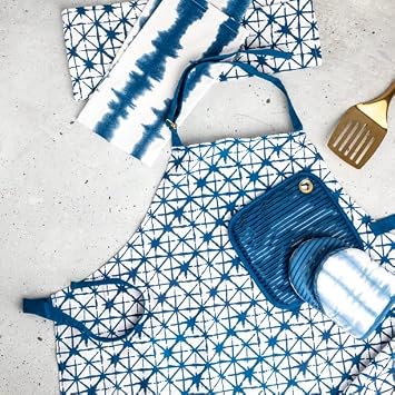 Thyme & Table Textile Kitchen Set, Tie Dye Blue, 5-Piece Set