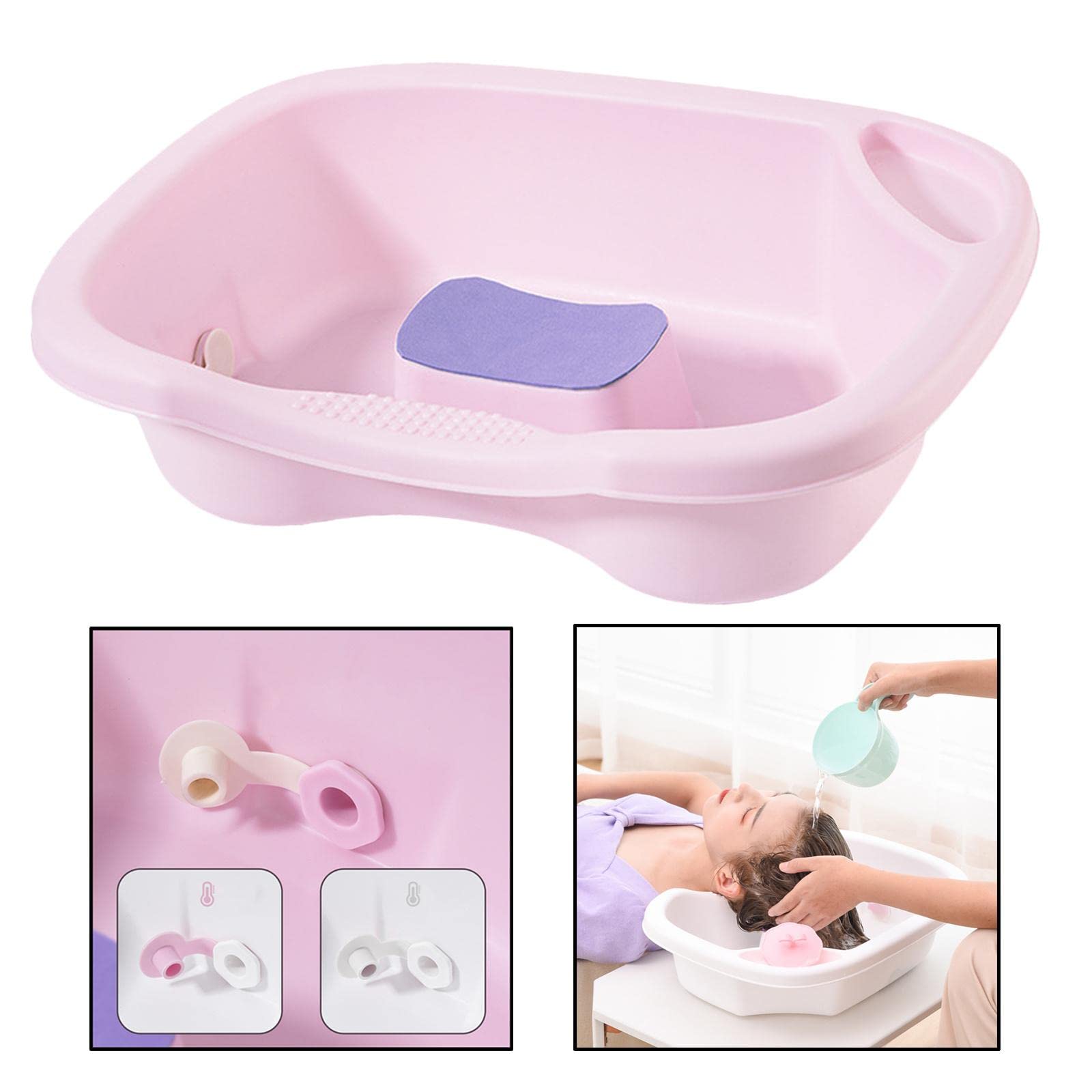 Sharplace Haarwaschbecken, mit Ablaufschlauch, Nackenstütze, zum Haarewaschen im Friseursalon, ROSA