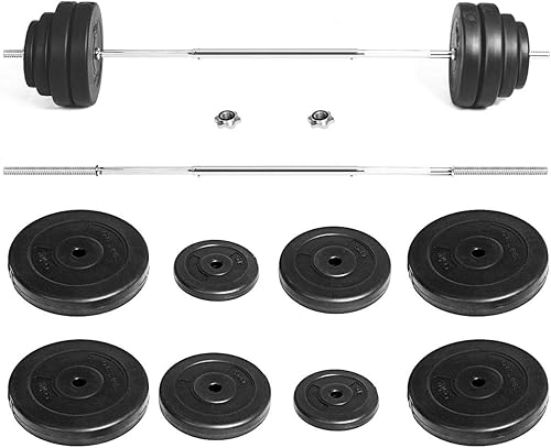 Miniatura 1 de GYMAX Juego de pesas de barra juego de pesas de 132 libras con bloqueo de estrella y 8 platos kit de pesas de levantamiento de pesas para