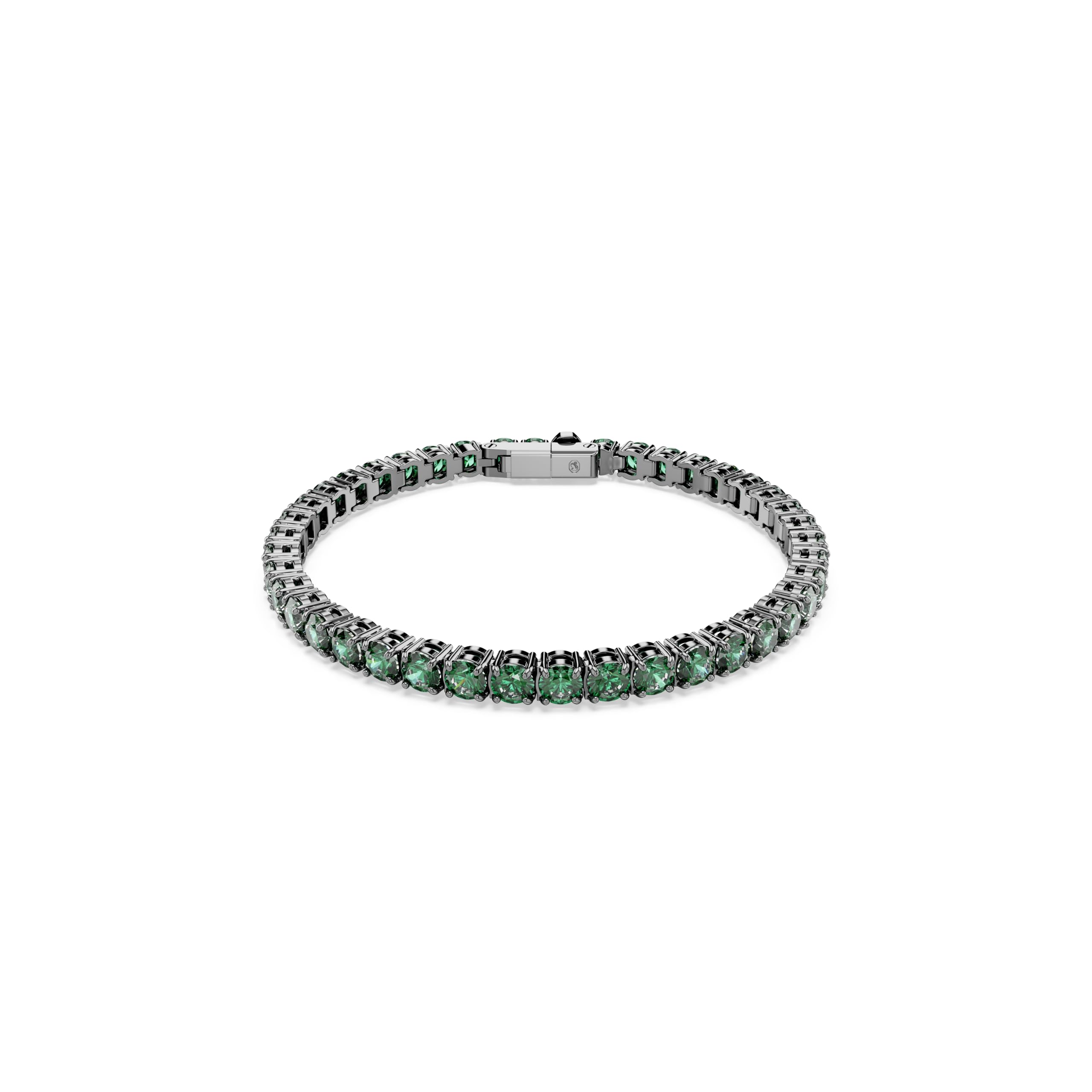 Swarovski Bracciale Tennis Matrix, taglio rotondo, verde, placcato rutenio