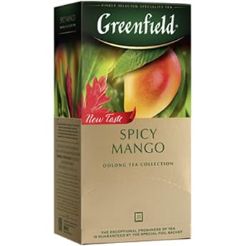 GREENFIELD SPICY MANGO Gift Premium Flavoured Oolong Tea with Ginger and Mango 25 Bags
