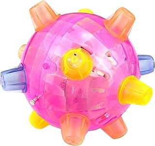 Jumping Activation Ball,Active Rolling Ball for Dogs,with Colorful Flashing Ball Led Light and Music, Automatically Bouncing Activation Ball Suitable for Dogs Playing Indoor and Outdoor Garden (red)