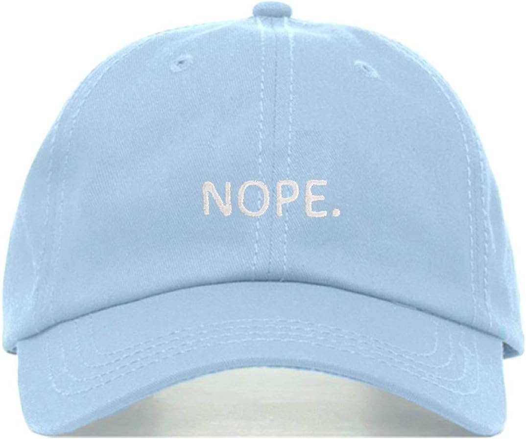 Nope Baseball Hat, Embroidered Dad Cap, Unstructured Soft Cotton, Adjustable Strap Back (Multiple Colors)