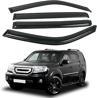 4PCS Rain Guards Window Visors Fits for 2009-2015 Honda Pilot, Outside Mount Durable Vent Visors Shade, Front & Rear Wind Deflector, 2009 2010 2011 2012 2013 2014 2015
