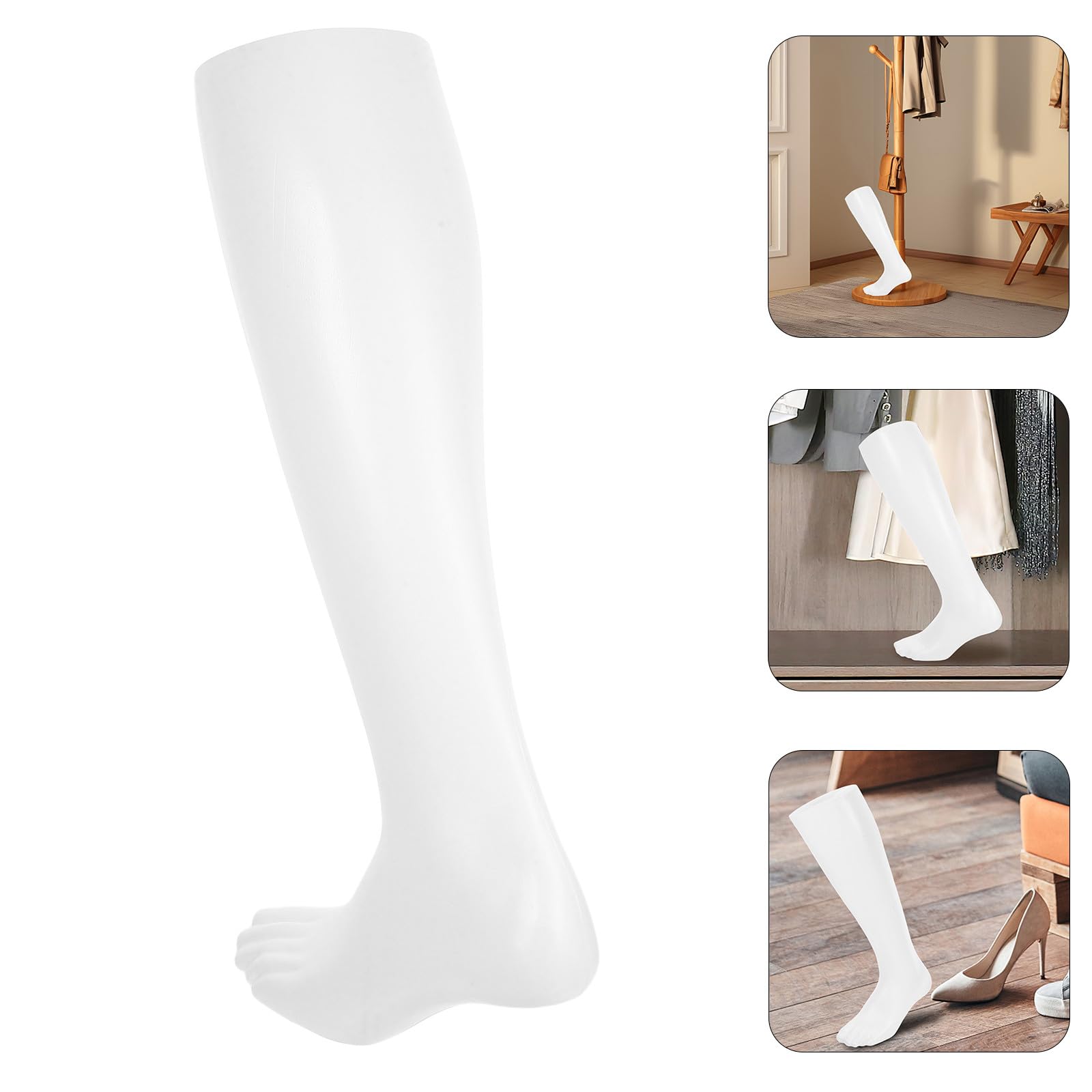 GARVALON Pied Design Minimaliste en Plastique Blanc Facile à Nettoyer Mannequin pour Chaussettes Longues pour Affichage de Bijoux et Chaussures en Magasin
