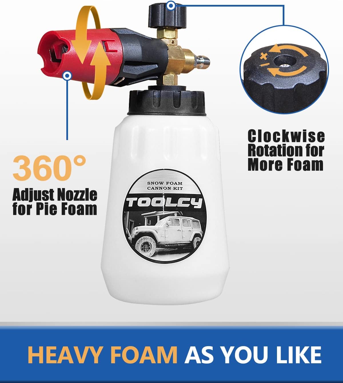 TOOLCY Pressure Washer Gun and Hose Kit, 5000 PSI Power Washing Gun and Foam Cannon, 3300 PSI 50ft 1/4 in. Pressure Washer Replacement Hose