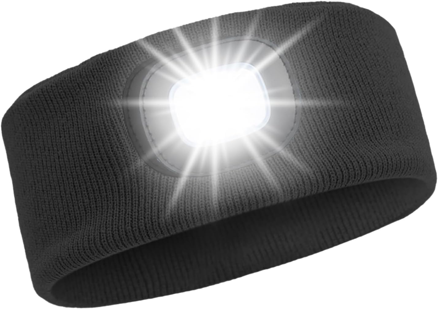 LED Lighted Headband, USB Rechargeable Night Running Headlamp Running Lights for Runners with 4 LED, Head Torch Stretchy and Waterproof, Hands Free Flashlight for Runners Dog Walking Hiking (Black) — image 1