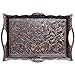 Alisveristime Ottoman Turkish Zamak Serving Tray with Traditional Motifs, Ideal for Coffee and Tea - Six Person Tray (14.5 x 9.85 in) (Copper)