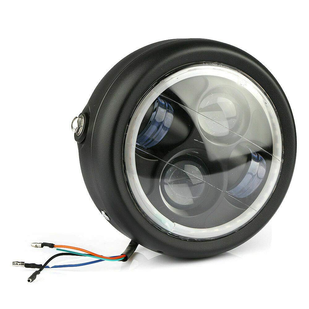Baceyong Faro anteriore per moto, Faretti moto, Faro anteriore a LED Shell nero Lampada con lente bianca