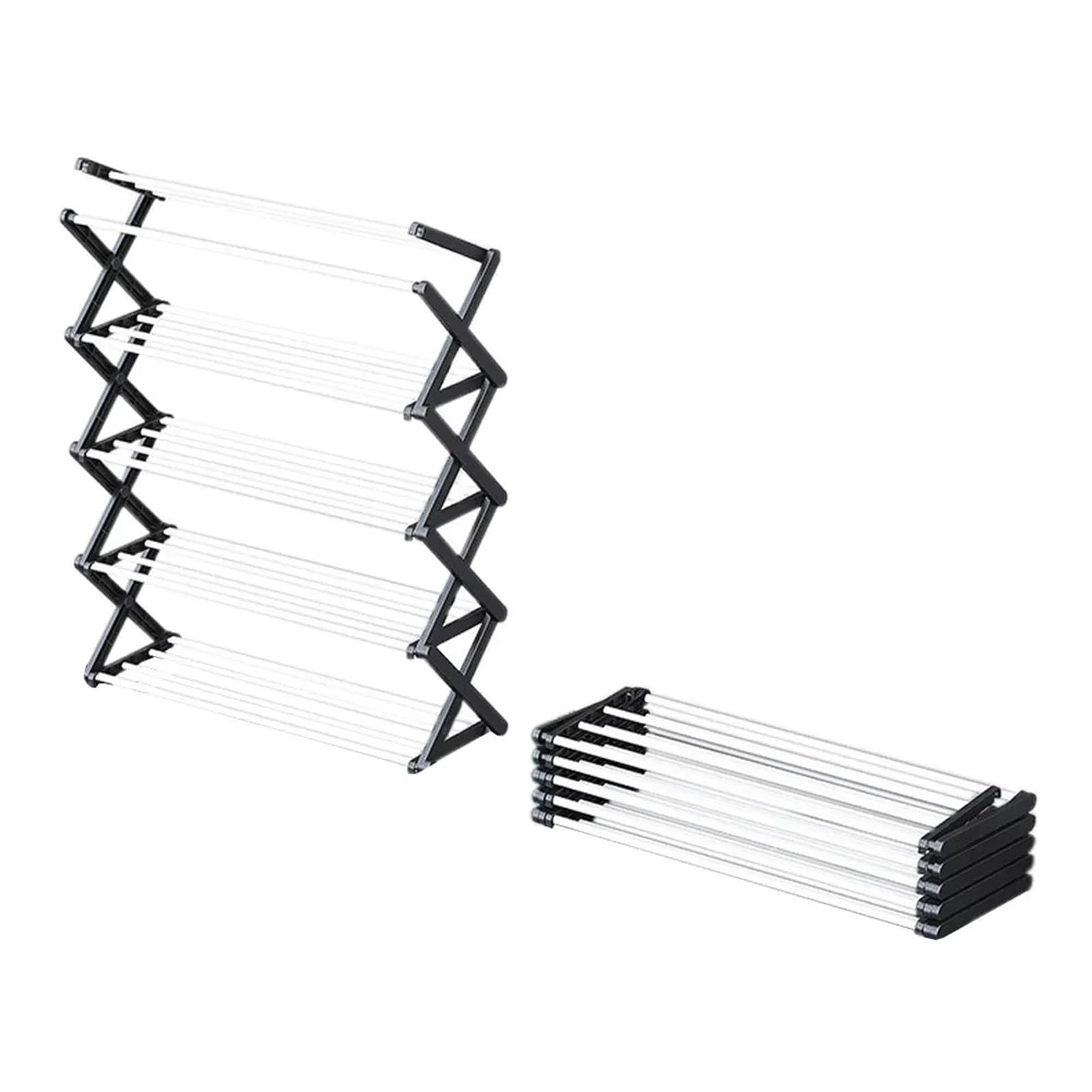 Black Foldable Multi-Tier Shoe Rack Closet Living Room