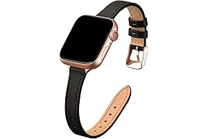 iWatch 44mm Brown Slim Leather Band - Durable Leather Watchband w/ Classic...