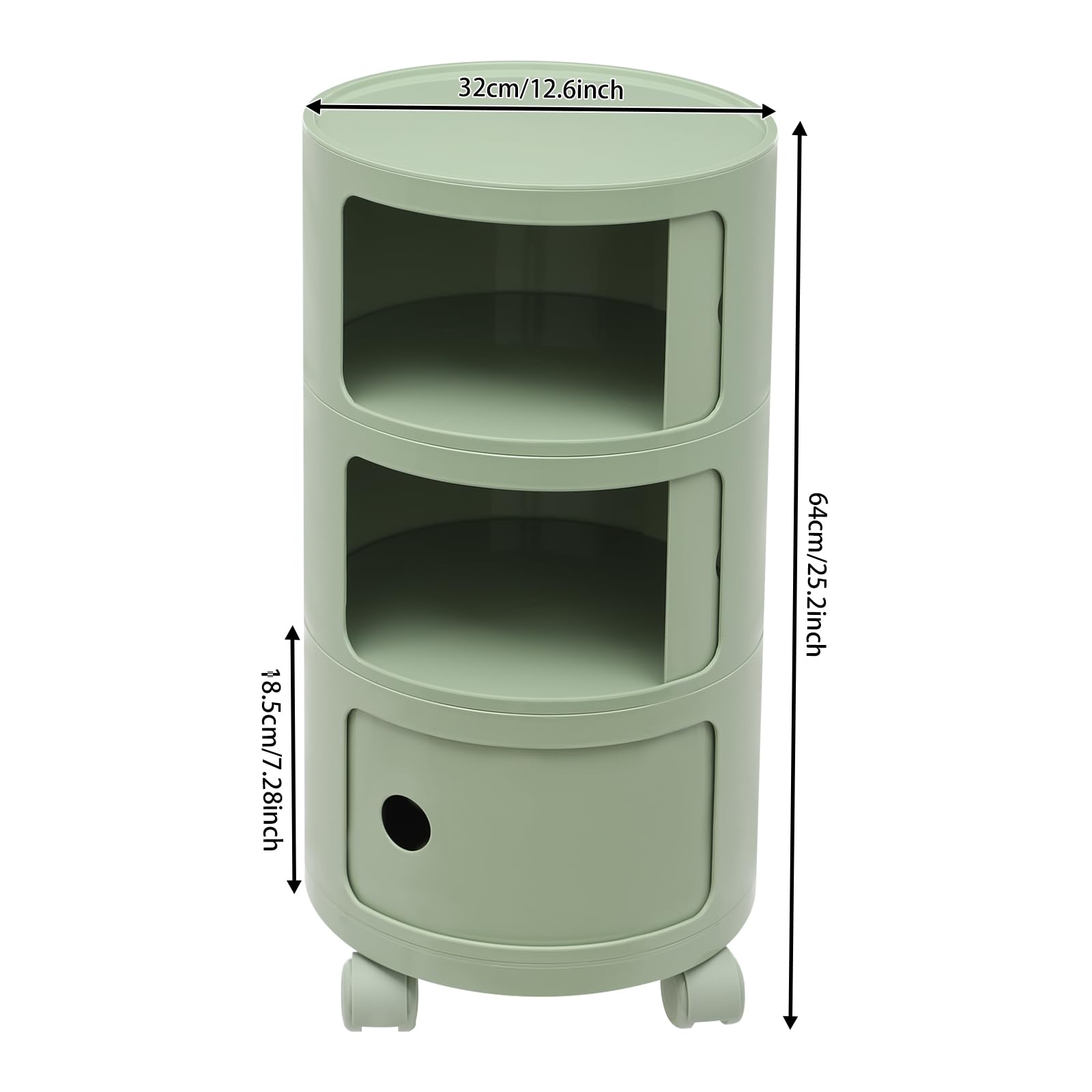 Comodino Rotondo A 2/3/4 Livelli Con Ante Scorrevoli - Mobile Compatto In Plastica ABS Per Camera, Soggiorno E Bagno (colore: Giallo Scuro, 2 Livelli)