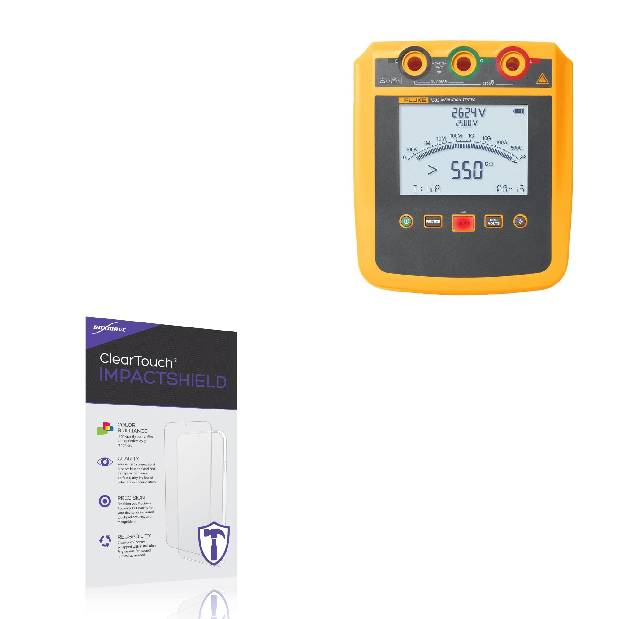 BoxWave Screen Protector Compatible with Fluke 1535 - ClearTouch ImpactShield (2-Pack), Impenetrable Screen Protector Flexible Film