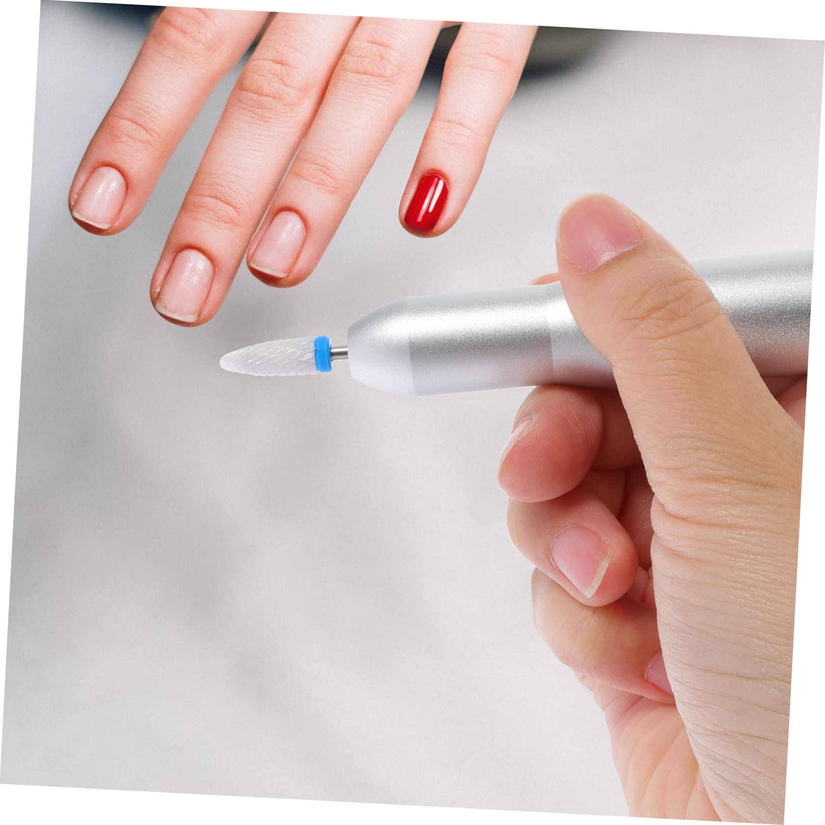 Lima de Uñas Eléctrica Portátil de Aluminio Plata 20000 Rpm USB | Juego de 1 Set, Cabezales de Lijado y Pulido, Línea de Carga Usb, Uso Profesional y Doméstico