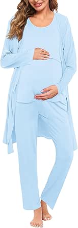 SWOMOG - Juego De Pijama Maternidad, 3 Piezas, Pijama Posparto