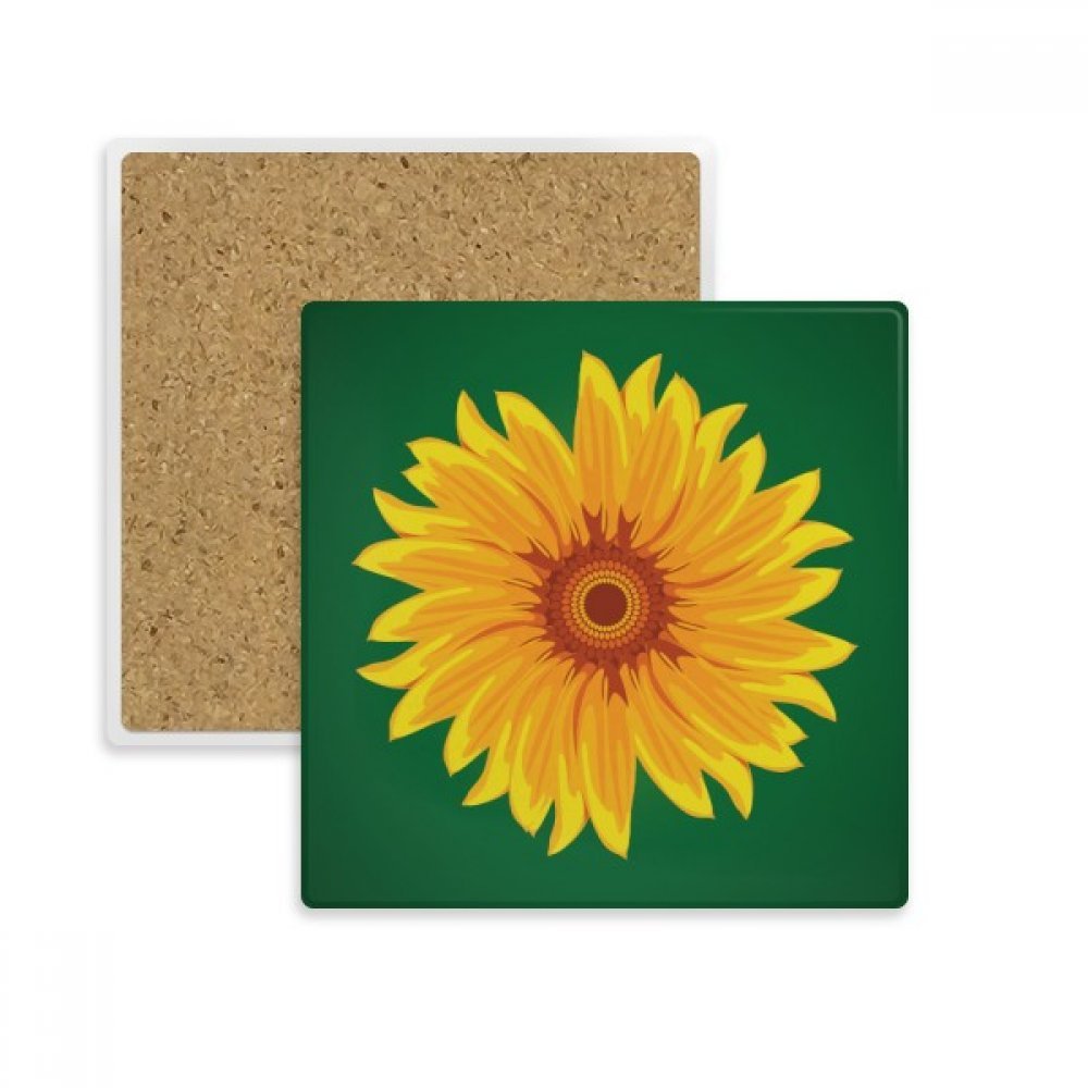 Support absorbant pierre pour boissons et mugs : protection anti-tache tournesol jaune