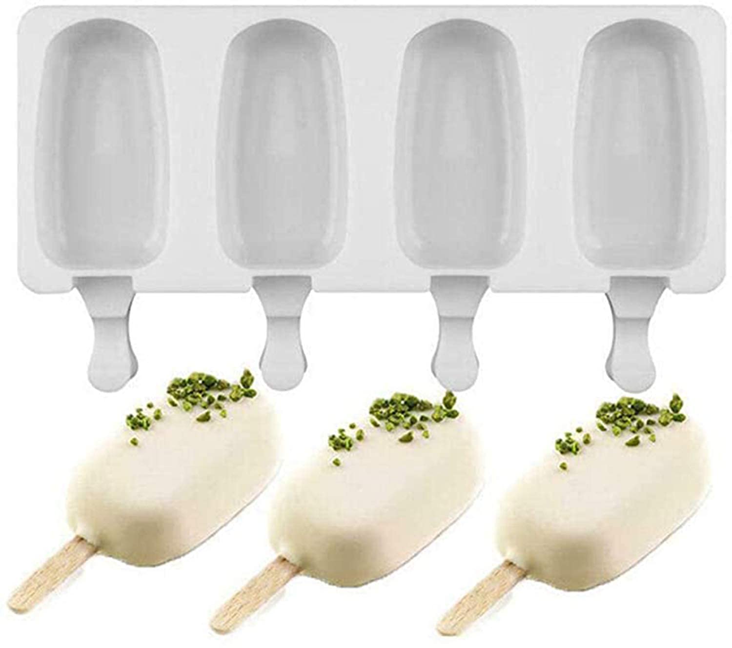 KASTWAVE Silicone Ice Cream Molds, Ice lolly Moulds, Freezer Ice Cream Molds Maker with Popsicle Sticks, BPA Free Ice Cream Moulds, Reusable Ice Pop Mould