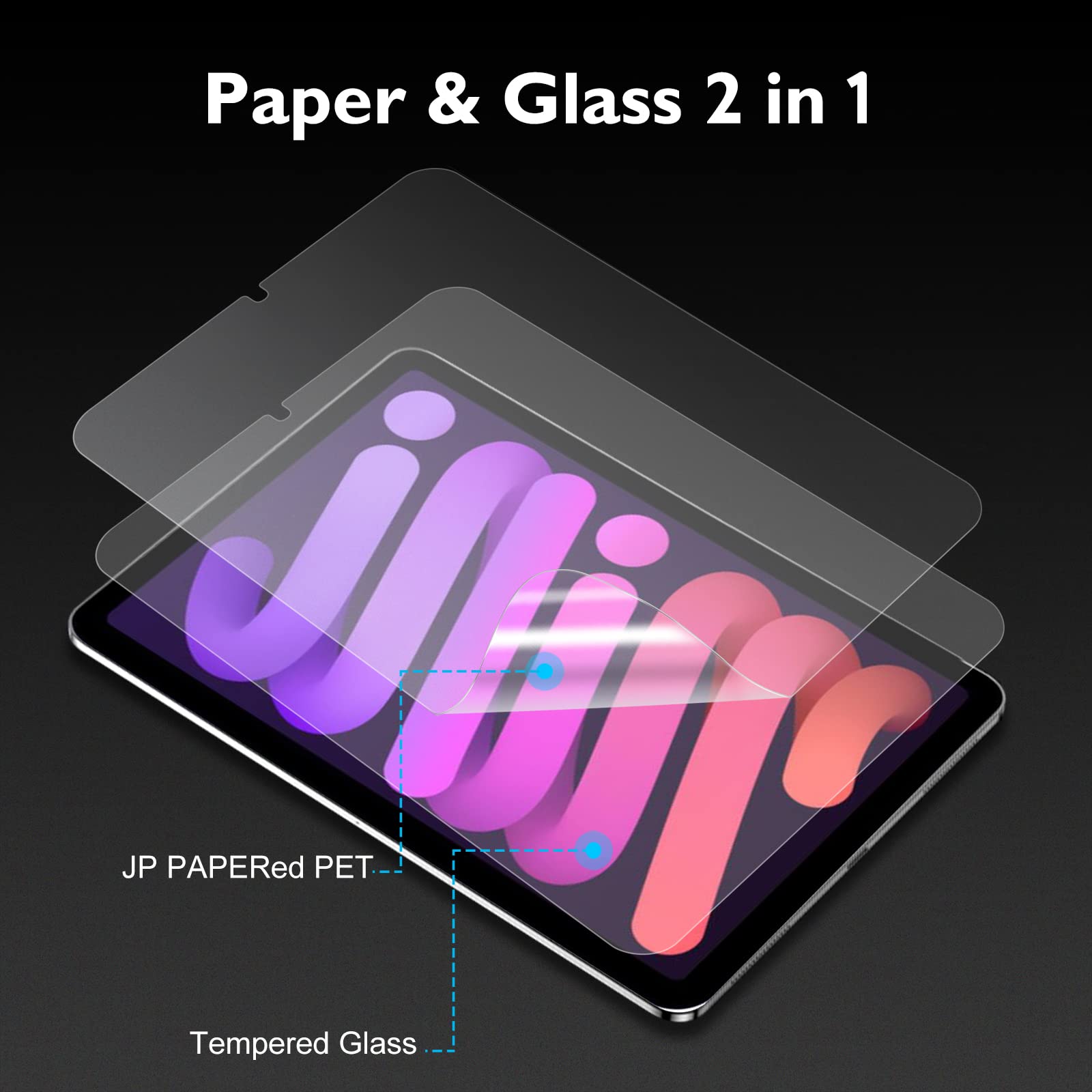 Esanik Feel like Paper szkło pancerne do iPada mini 7 generacji (A17 Pro 2024) / iPad Mini 6 (2021) folia ochronna 8,3 cala, twardość 9H, matowe szkło ochronne (2 sztuki)