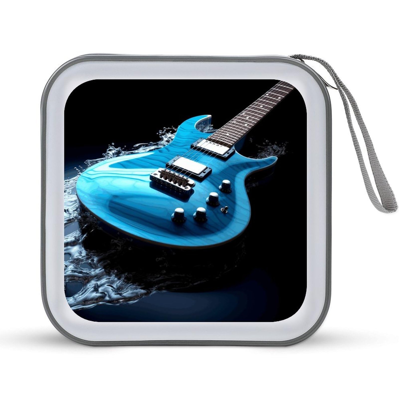 VstaDank Blue Guitar CD Case DVD Holder Storage Portable Carry Binder Holder Wallet Large Storage Disc Wallet Bag Hard Plastic DVD Disc Case Large Media Binder 40 Capacity