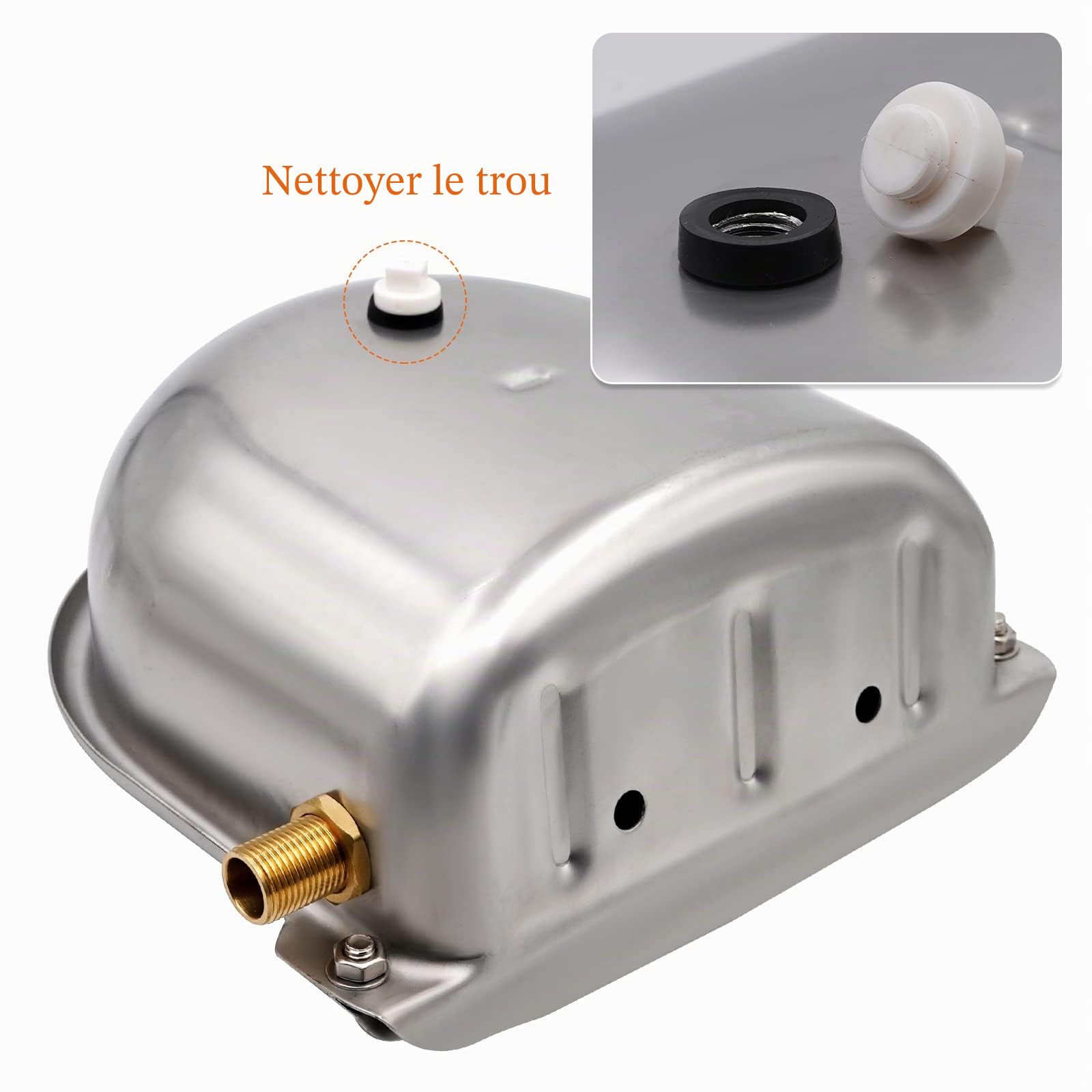 Abreuvoir Automatique en Acier Inoxydable pour Bétail, Élevage et Animaux, avec Robinet Flotteur en Laiton Réglable 1/2" et Bouchon de Vidange pour Chevaux, Chèvres, Moutons et Chiens