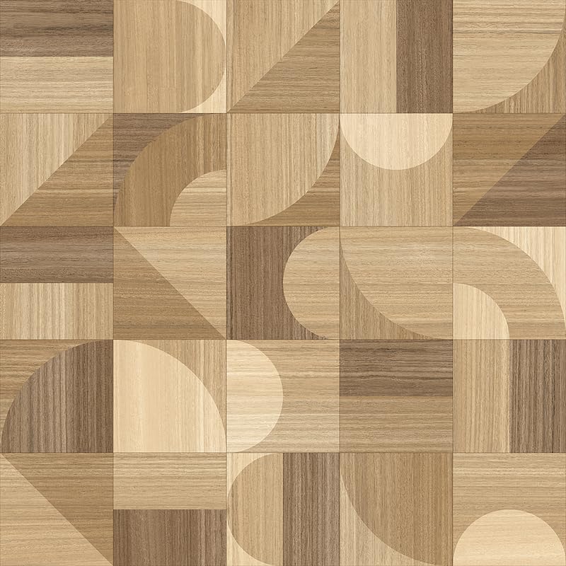 Abstract Wood Block Effect Vinyl Flooring, slip resistant vinyl roll flooring for kitchen, bathroom, hallway, living space in 2, 3 and 4 metre widths (Light Groovy Oak, 2m x 3m)