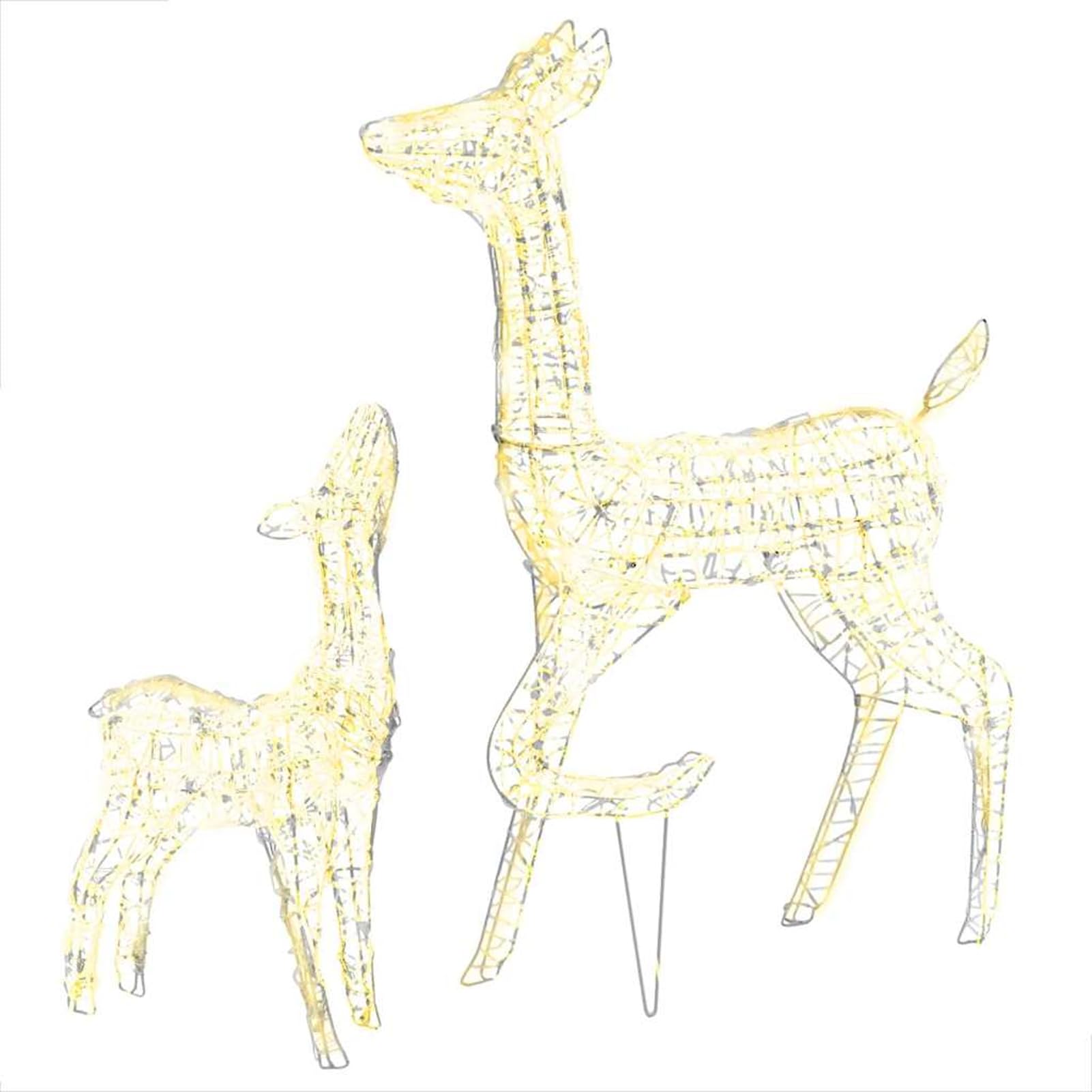 Gecheer Familia de Renos Decorativa con luz LED Blanco cálido, Material acrílico, 160 Luces con 8 Modos, para Interiores y Exteriores en Navidad
