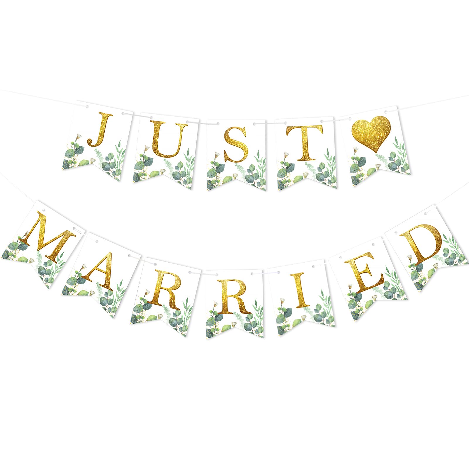 Gonfalone Matrimonio Just Married In Tessuto Lino – 3,5 Metri, 18x13 Cm A Bandiera, Beige E Bianco, Stile Rustico Vintage