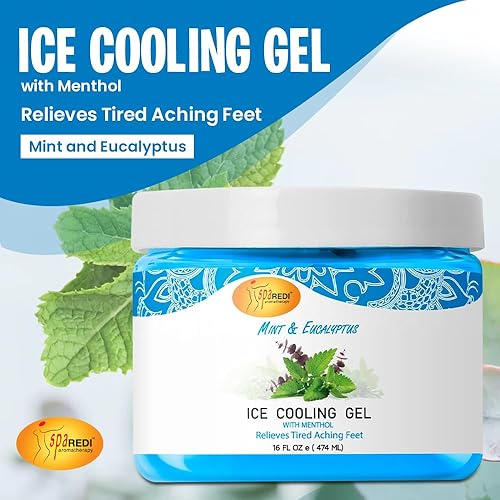 Miniatura 2 de SPA REDI - Gel refrescante de masaje para pedicura, menta y aceite de eucalipto con mentol de 16 onzas, extracto de menta - Terapia de masaje de gel