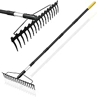 BlumeTrec 68-Inch Bow Rake with 17 Steel Tines - Heavy Duty Dual-Sided Adjustable Garden Rake for Soil, Lawn, Leaves & Mulch