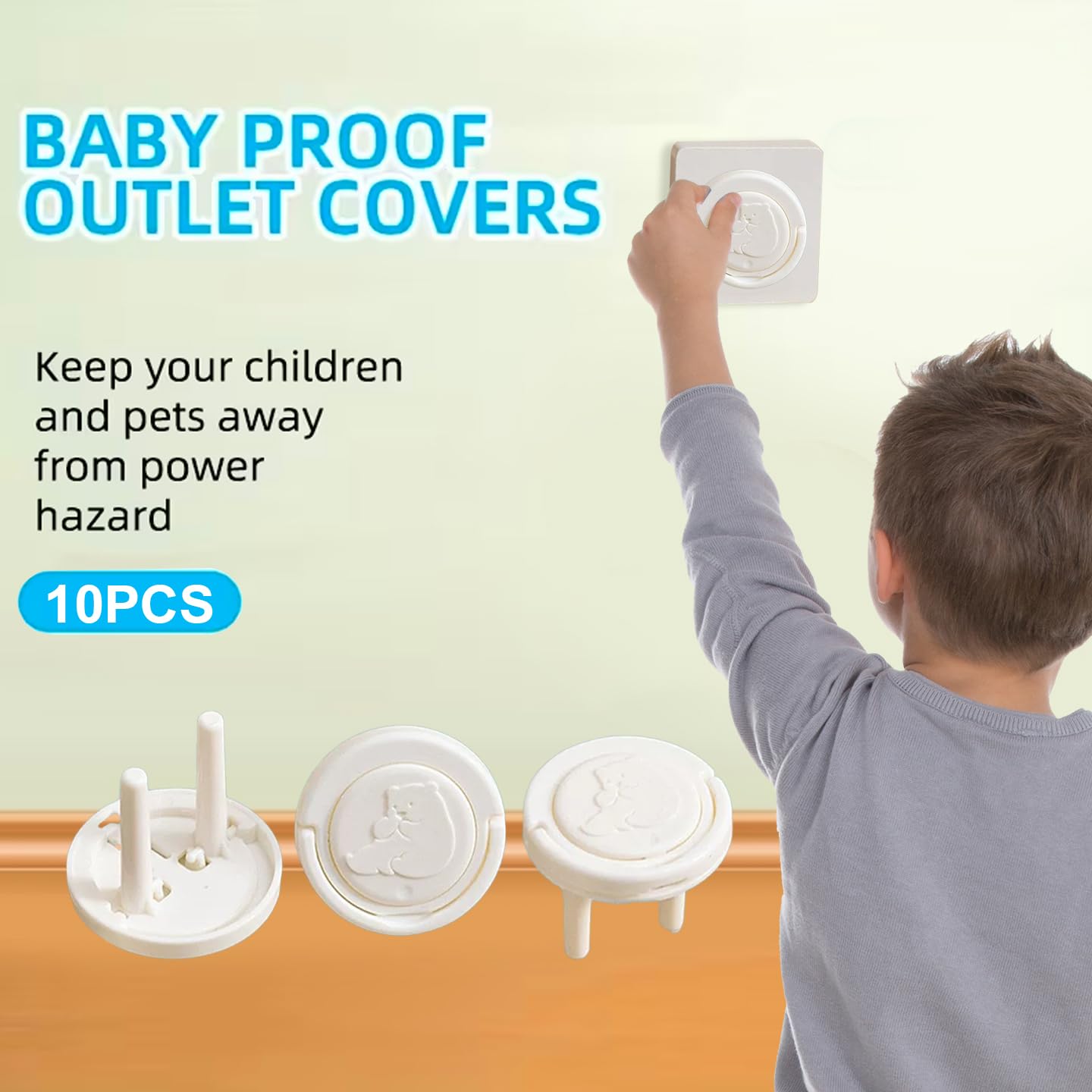 Paquete de 10 cubiertas de enchufe estándar europeo para niños, color blanco, protector eléctrico duradero, protector eléctrico de seguridad y cubiertas de enchufe, fácil instalación — view 7