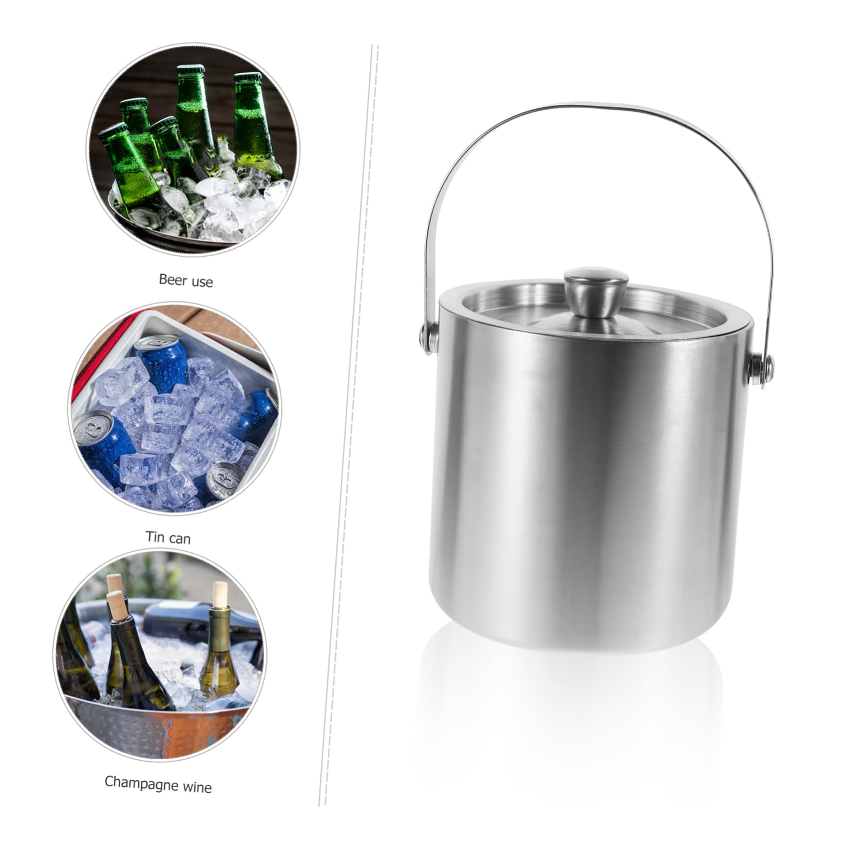 GLEAVI Secchiello per Ghiaccio in Acciaio Inox da 1,6 l Argento