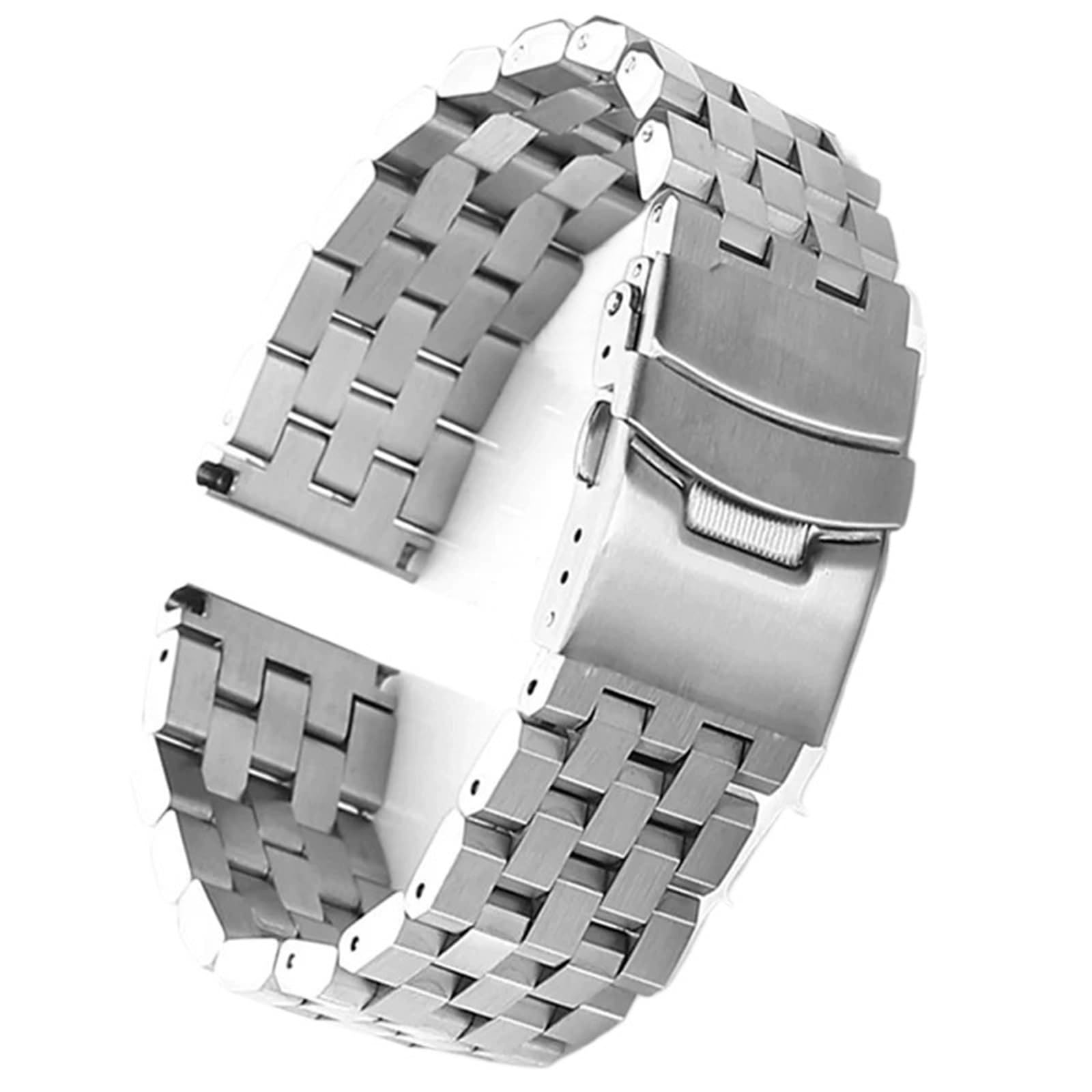 Correa de reloj de acero inoxidable, pulsera metálica fácil de ajustar, apta for hombres y mujeres.