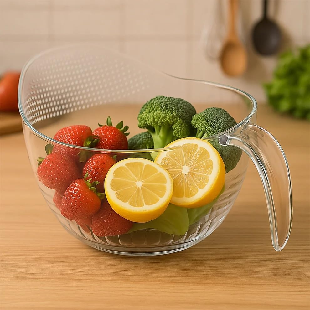Image of Storemate Acrylic Basket - Multipurpose Storage Basket with Handle for Kitchen, Fruits, Vegetables, Snacks & More - Transparent Design