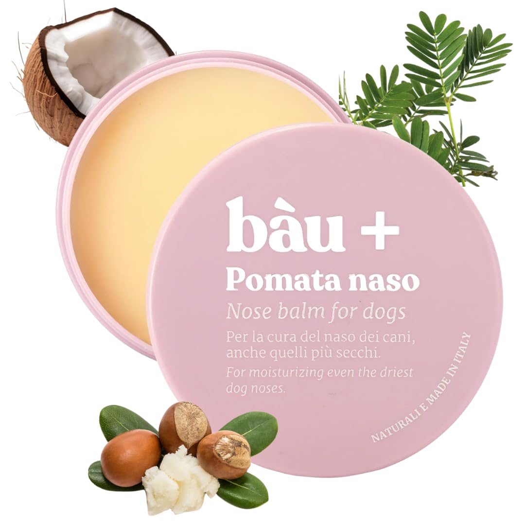 Bau Pomata Naso Cane Naturale – Balsamo per Tartufo Secco e Screpolato con Burro di Karité, Olio di Canapa Bio e Vitamina E – Trattamento Idratante e Protettivo per Uso Quotidiano